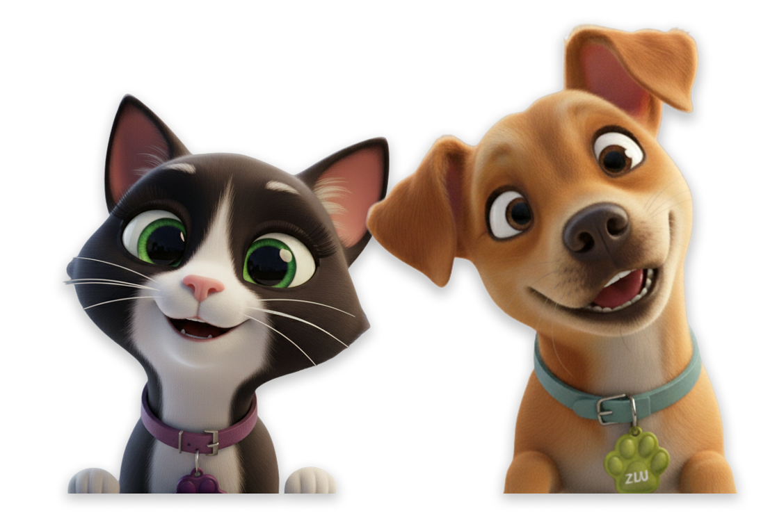 Gato e cachorro atendidos em casa pela zazuu
