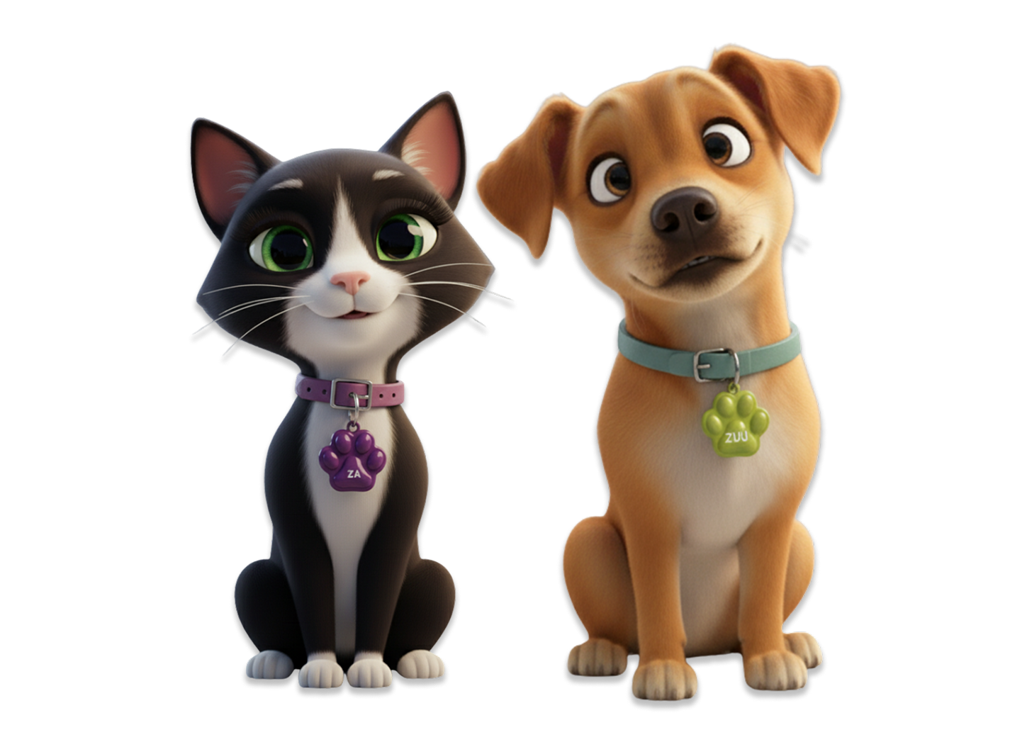 Gato e cachorro sendo cuidados em casa